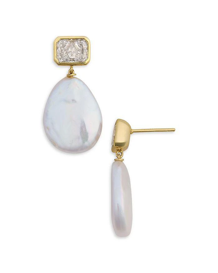 Shashi Emerald Baguette Cultured Freshwater Pearl Earrings 3