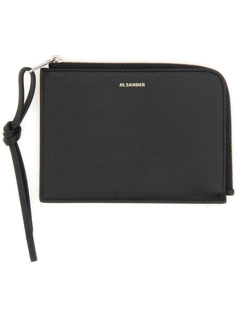 JIL SANDER◆ZIP AROUND COIN WALLET/コインケース/レザー/WHT/無地/レディース/JSPU8400 Jil Sander Black Zip Coin Pouch Jil Sander