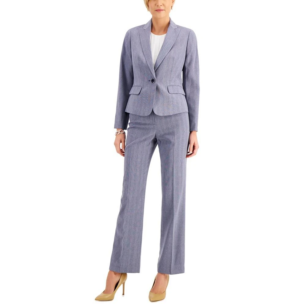 Le Suit Petite Cross-Dye Shadow Stripe Pantsuit 1