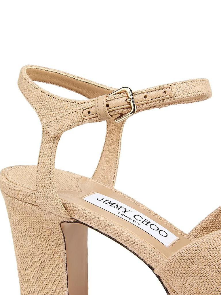 Jimmy Choo Heloise 80MM Linen Platform Sandals 5
