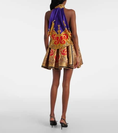Versace Bow-detail printed silk satin top 3