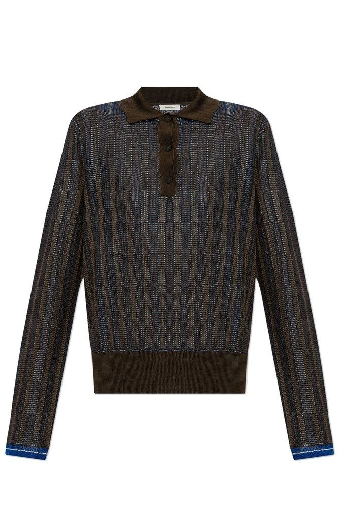 Salvatore Ferragamo Ferragamo Long-Sleeved Knitted Polo Shirt 1