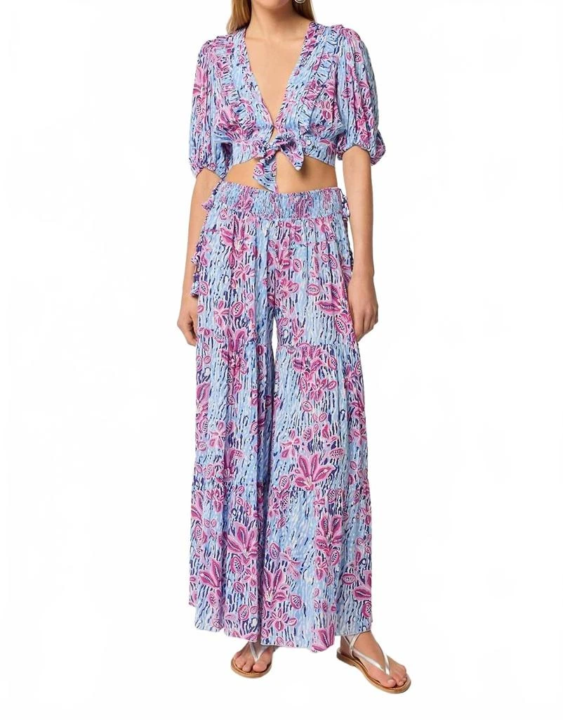 Poupette St Barth Soledad Pant In Blue Exotic Forest 1