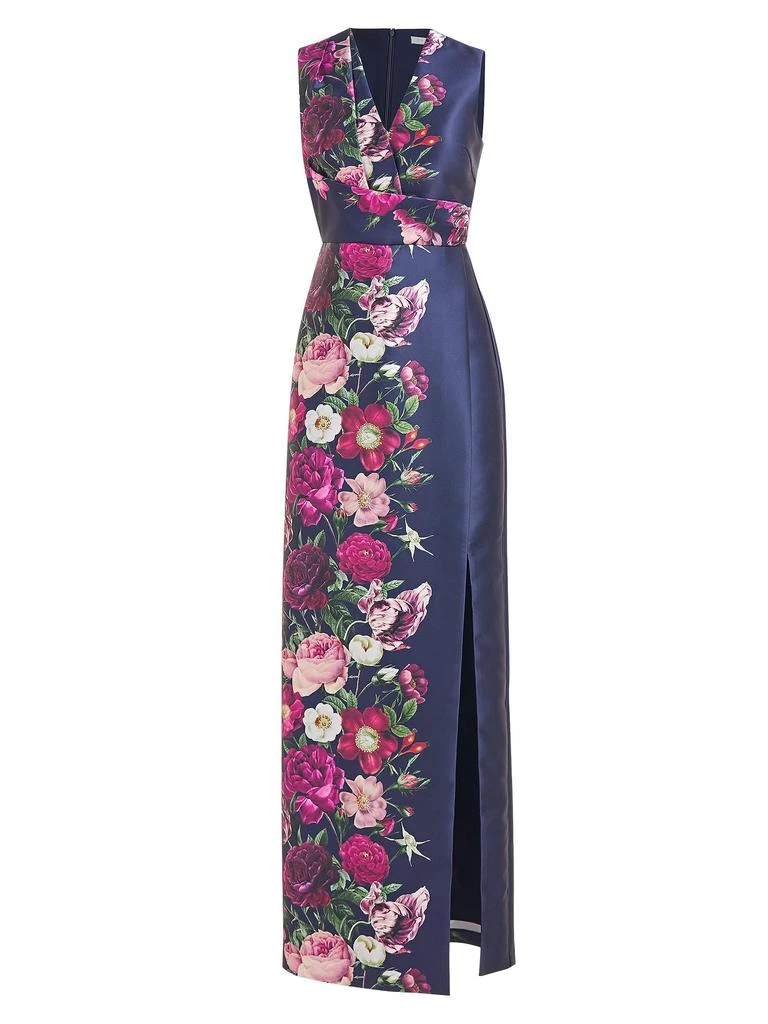 Kay Unger Coraline Floral Satin Column Gown 6