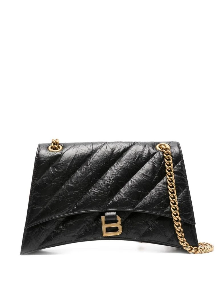 Balenciaga BLACK LEATHER MEDIUM CRUSH SHOULDER BAG 1