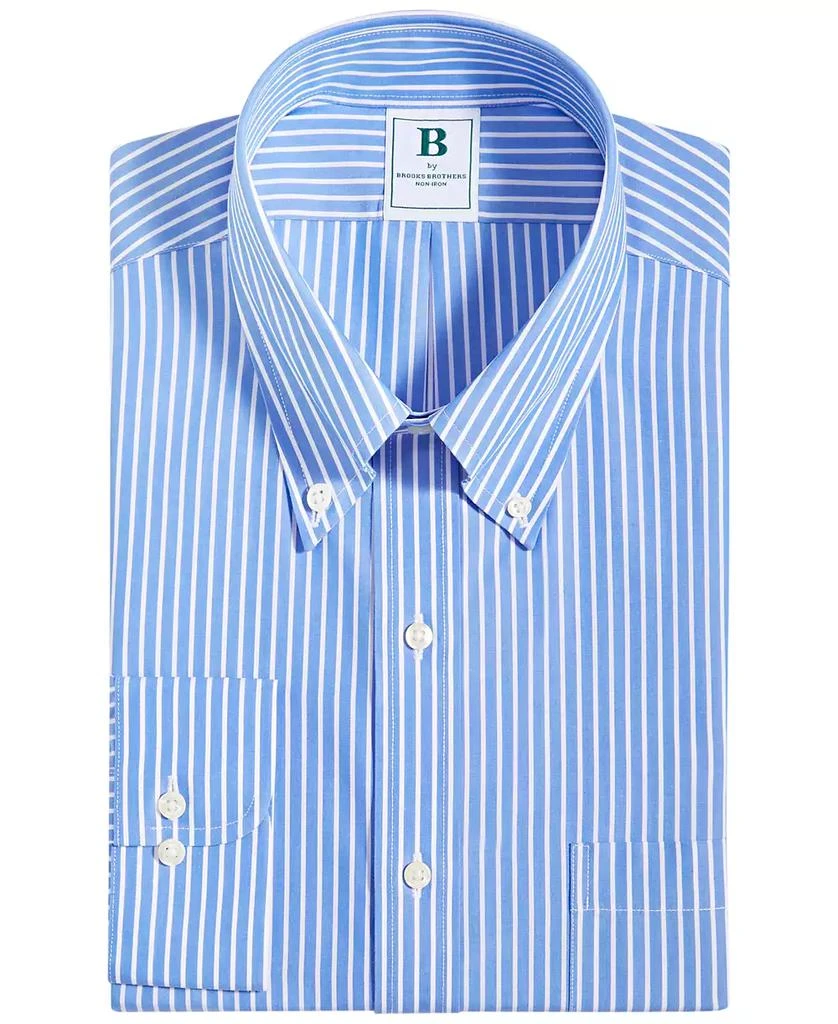 Brooks Brothers Men's Regular Fit Non-Iron Polo Button-Down Thin Stripe Broadcloth Dress Shirt 5