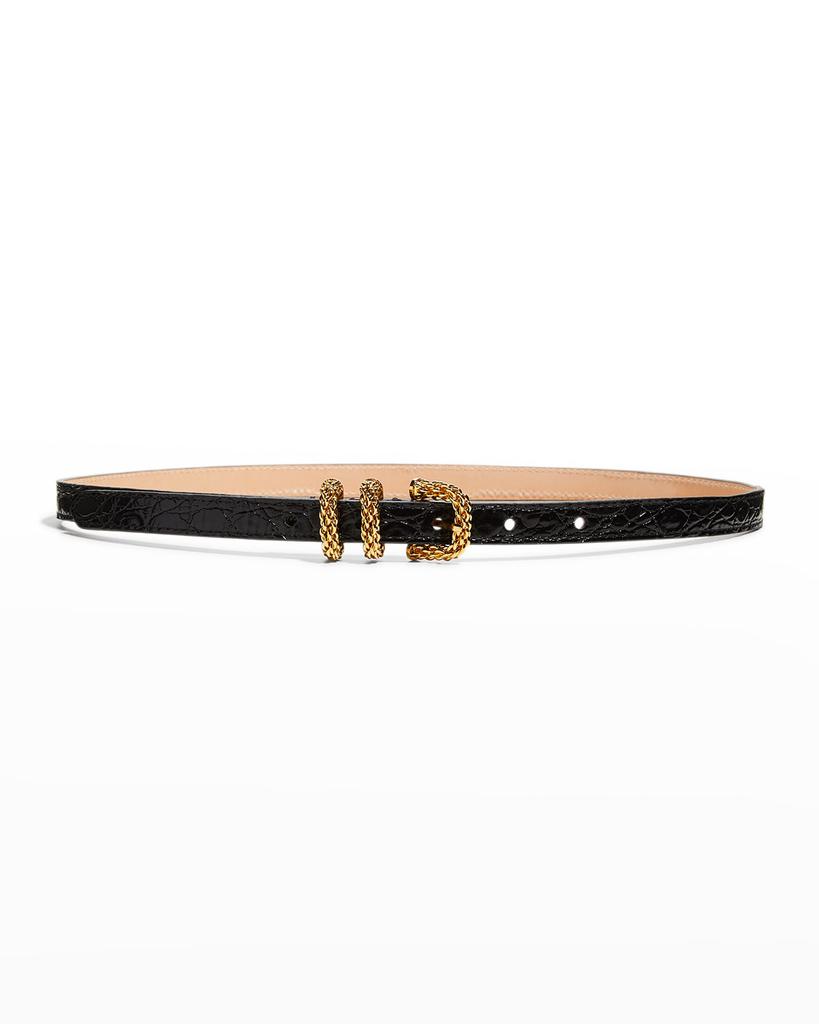 by FAR Kat Croc-Embossed Chain Buckle Belt