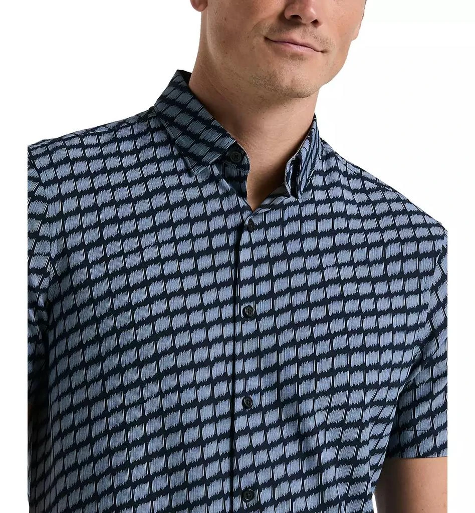 Perry Ellis Men's Slim Fit Hash Mark Short Sleeve Button-Front Shirt 3