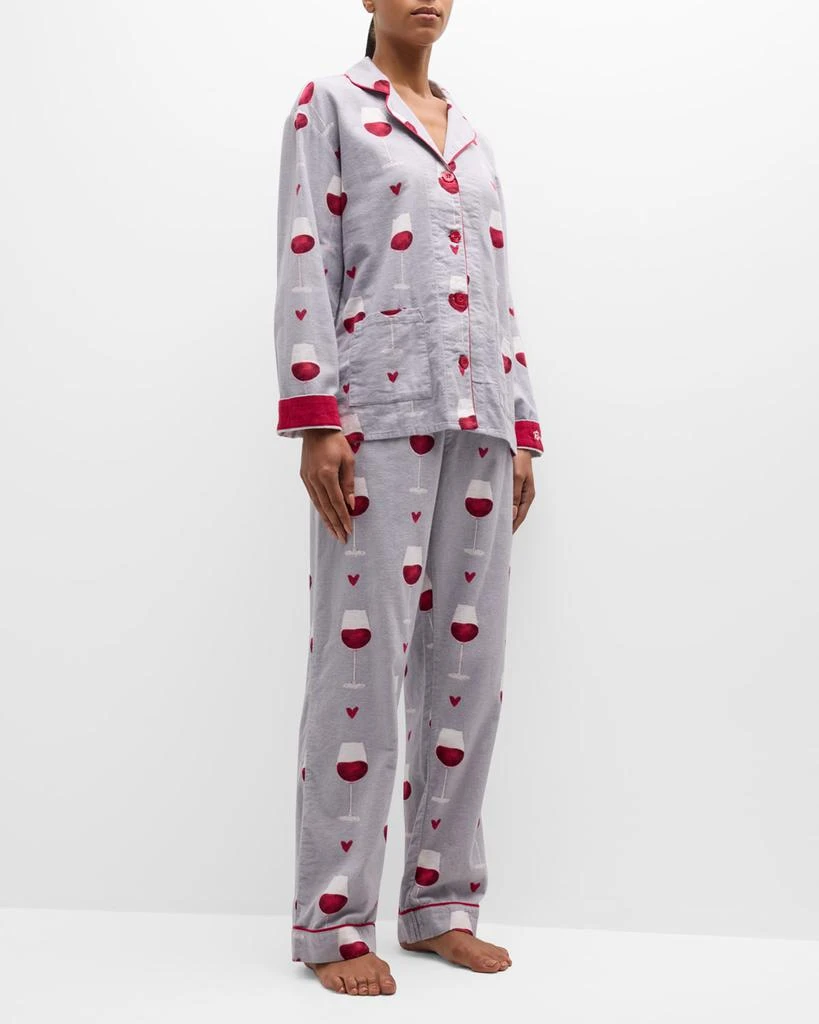 PJ Salvage Rise and Wine Printed Flannel Pajama Set 3