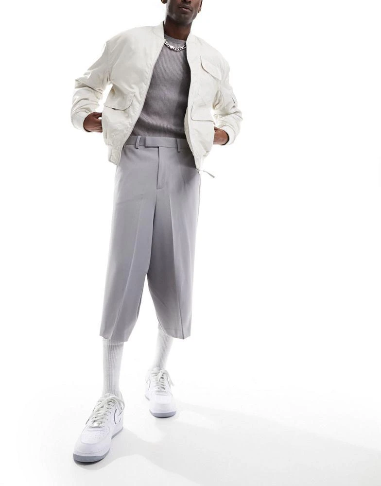 ASOS ASOS DESIGN smart cropped trousers in light grey 1