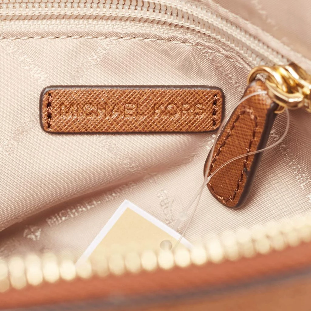 Michael Kors Michael Kors White/Brown Signature Coated Canvas and Leather Jet Set Travel Crossbody Bag 9
