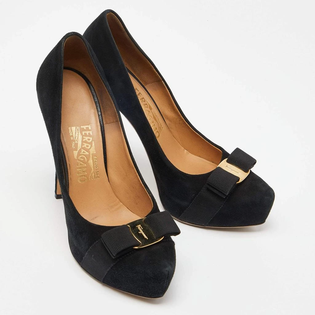 Salvatore Ferragamo Salvatore Ferragamo Black Suede Carla Vara Bow Pumps Size 38 4