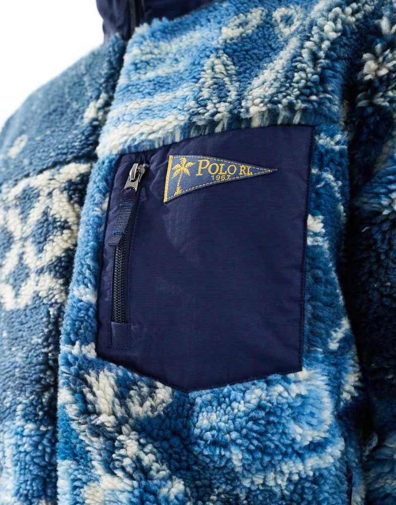 Ralph Lauren Polo Ralph Lauren indigo shibori print borg half zip sweatshirt in dark blue 2