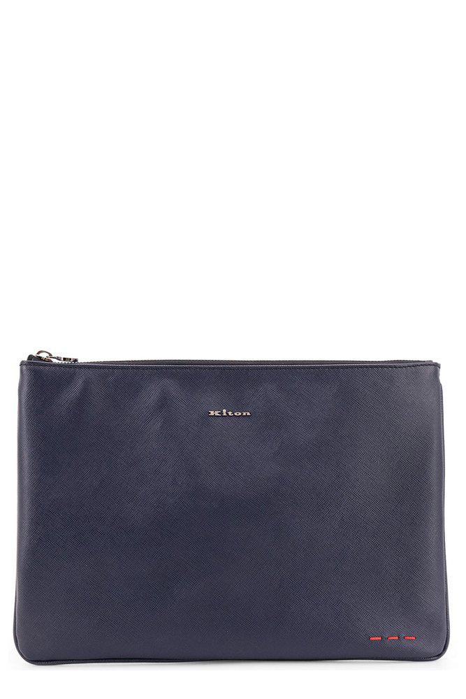 Kiton Kiton Logo Lettering Stitched Clutch Bag