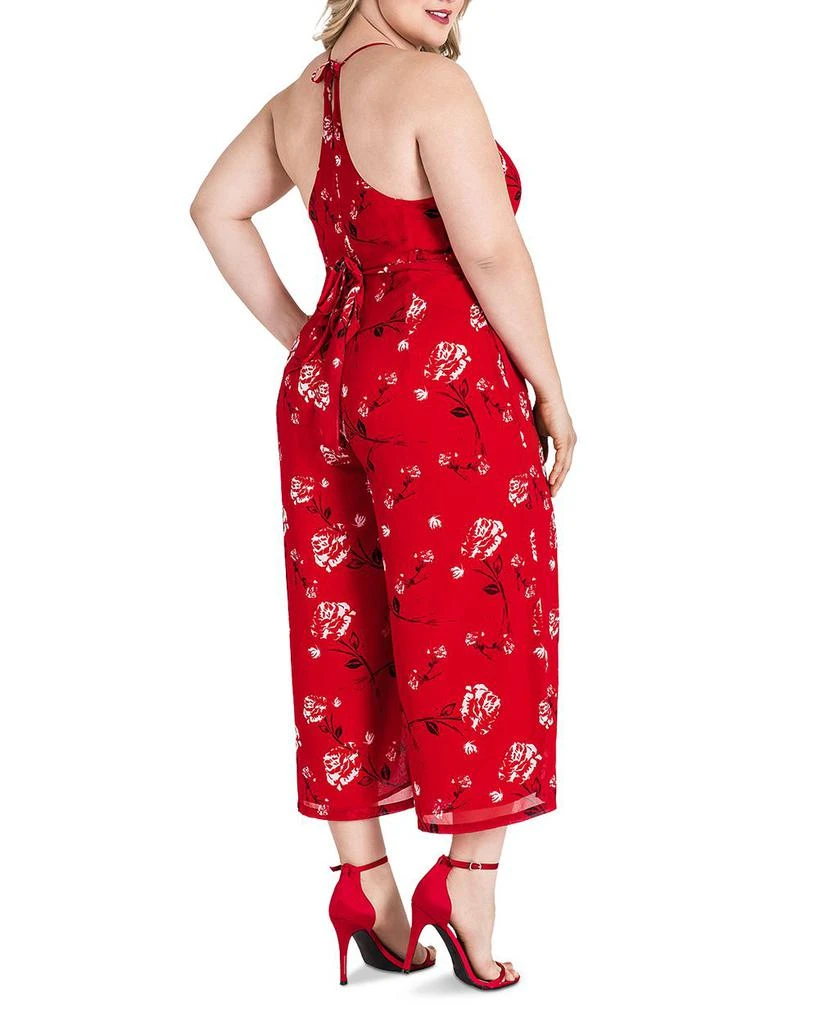 standards 
practices Plus Red Floral Halter Front Split Capri Jumpsuit 2