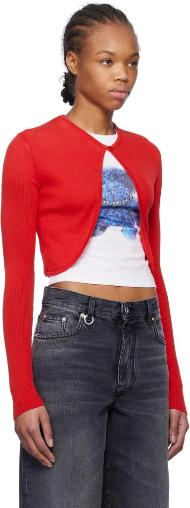 We11done Red Ribbed Tight Knit Cardigan 2