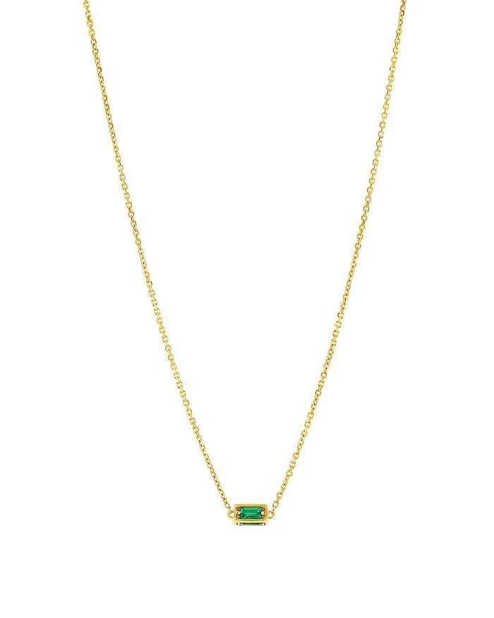 Suzanne Kalan Emerald Baguette Block Chain Charm Pendant Necklace in 18K Yellow Gold, 18"