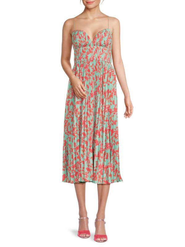 AMUR Beckett Floral Pleated Midi Dress 1