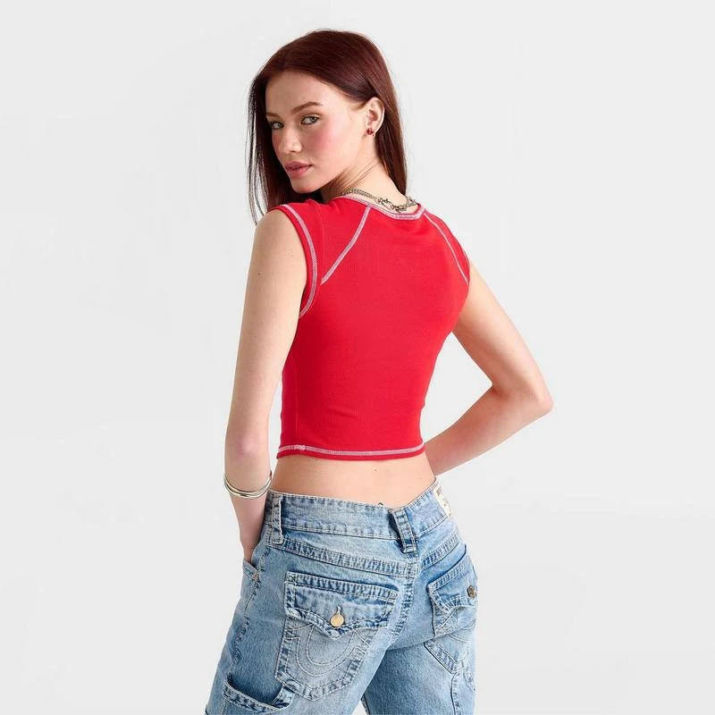 True Religion Women's True Religion Buddha World Tour Rib Notch Baby T-Shirt 4