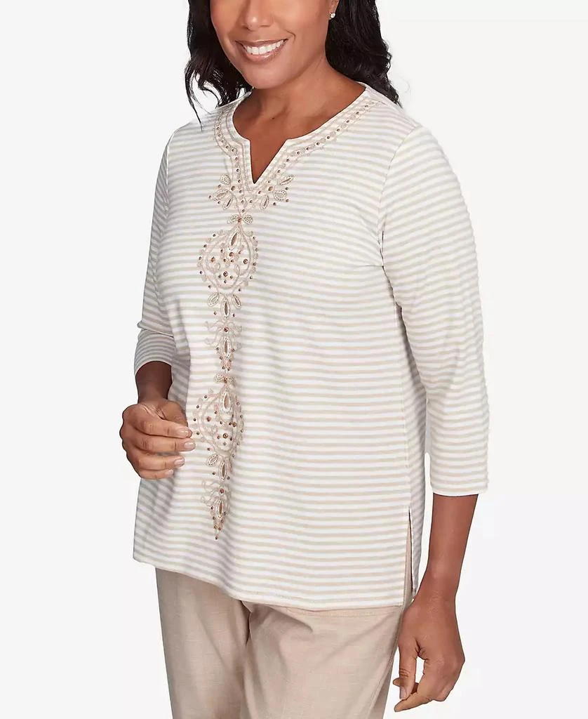 Alfred Dunner Petite Catalina Island Bold Medallion Stripe Top 4