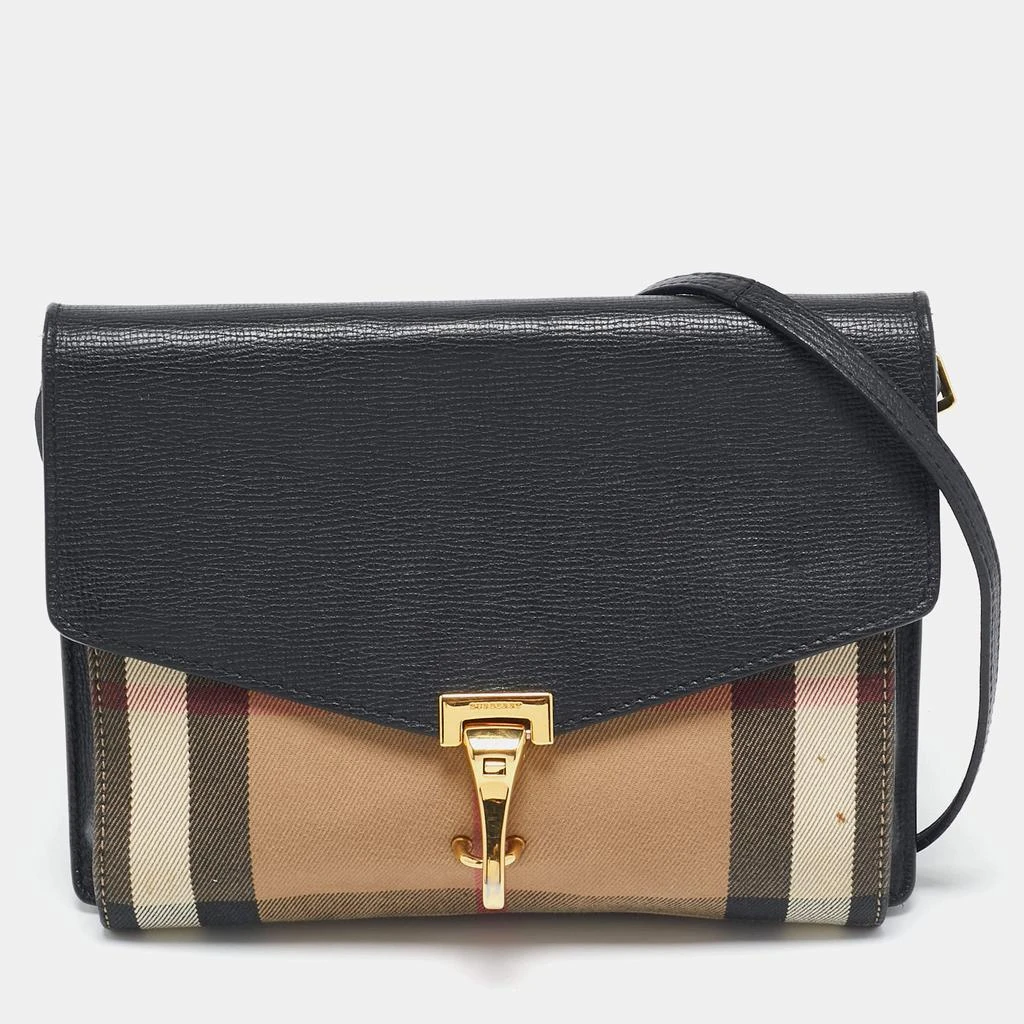 Burberry Burberry Black Leather and Fabric Small Macken Crossbody Bag 1