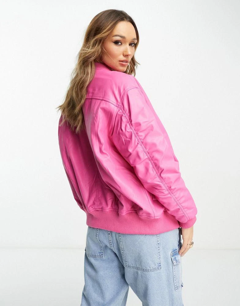 River Island River Island bomber jacket in bright pink 2