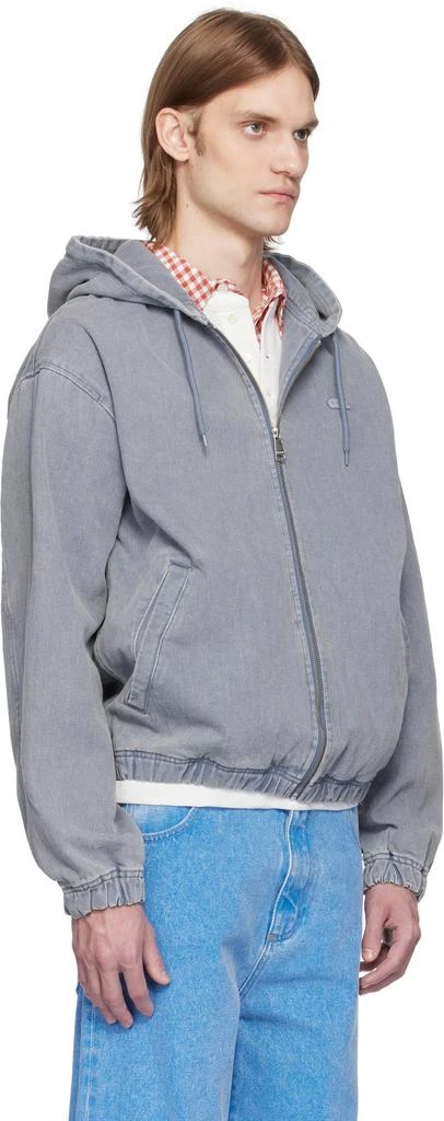 Lacoste Gray Washed Effect Hooded Denim Jacket 2