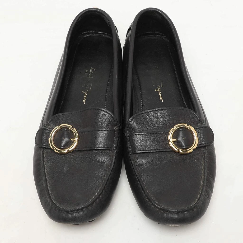Salvatore Ferragamo Black Leather Buckle Loafers Size 39 – On Sale 