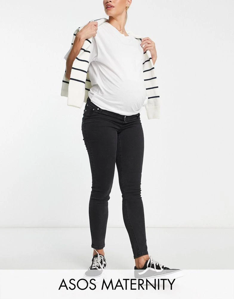 ASOS ASOS DESIGN Maternity ultimate skinny jeans in washed black with over the bump 1