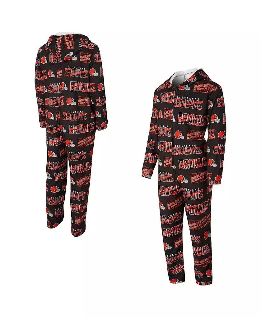 Concepts Sport Men
s Brown Cleveland Browns Shuffle All-Over-Print Microfleece Full-Zip Union Suit