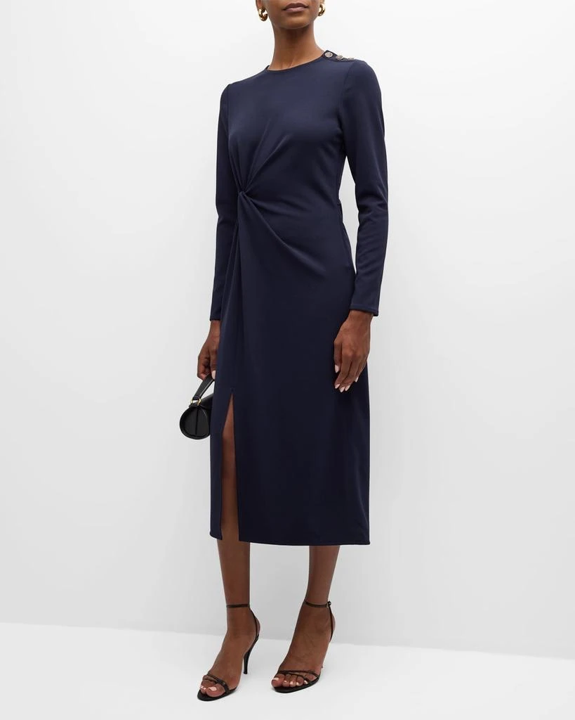 Tanya Taylor Robinette Knotted Long-Sleeve Midi Dress 3