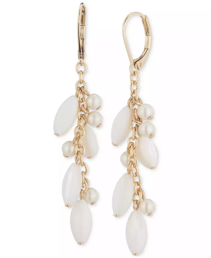 Ralph Lauren Ralph Lauren Gold Tone White Pearl Huggie Hoop