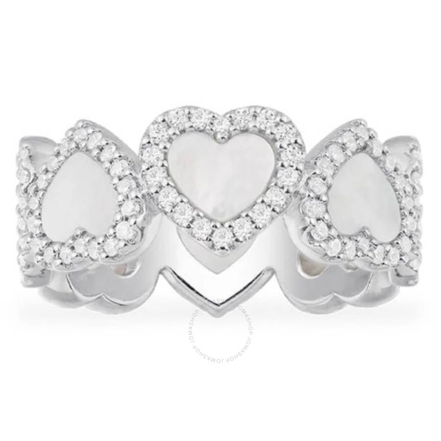 apm Monaco Sterling Silver Nacre Full Heart Paved Ring 1