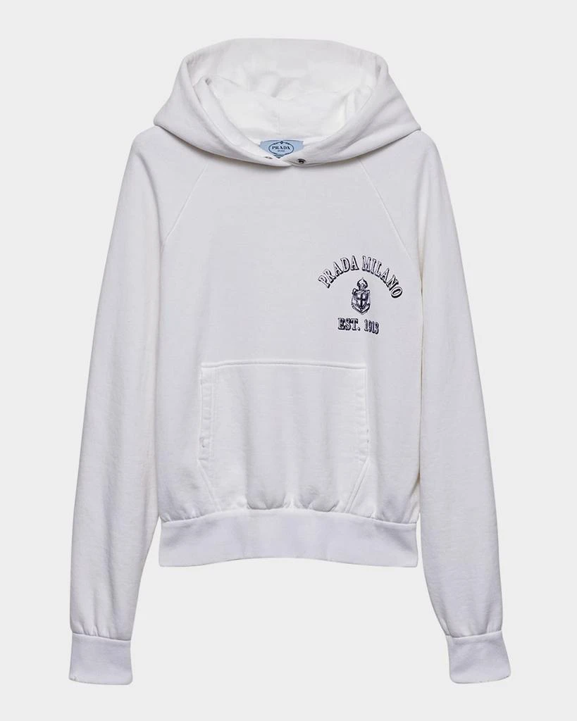 Prada Logo-Print Cotton Fleece Hoodie