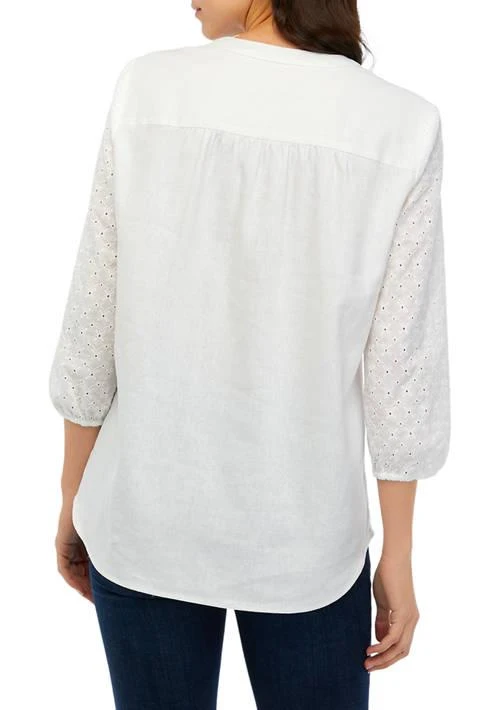 JONES NEW YORK New York Womens 3 4 Sleeve V Neck Pleated Front Tunic Top 2
