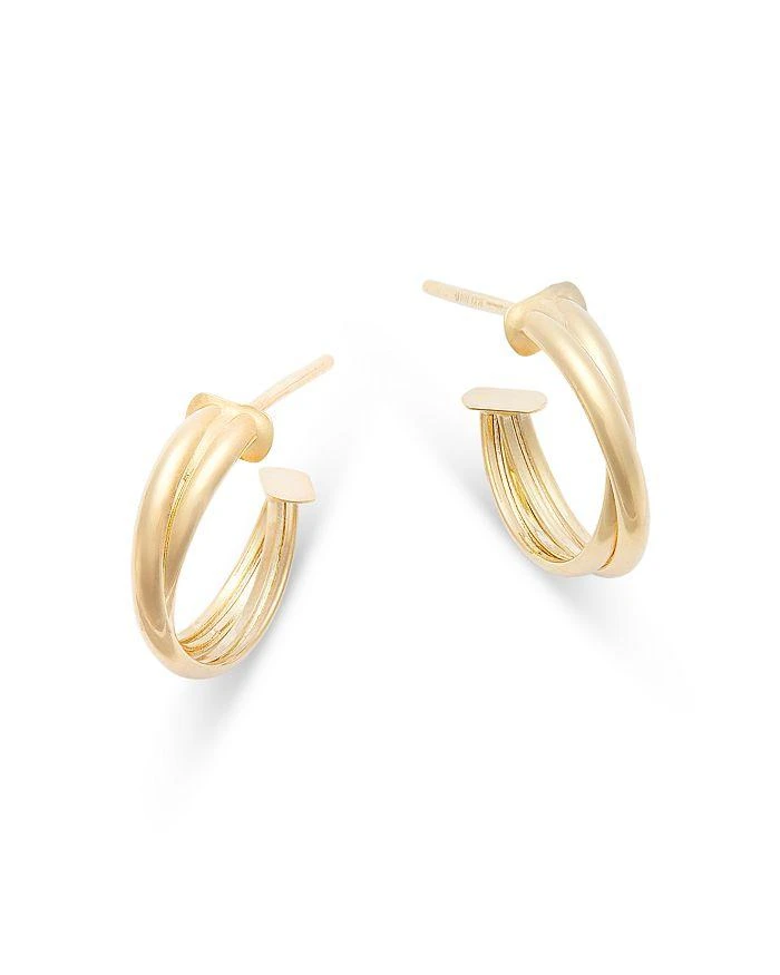 Alberto Amati 14K Yellow Gold Twisted Double Row Small Hoop Earrings 1