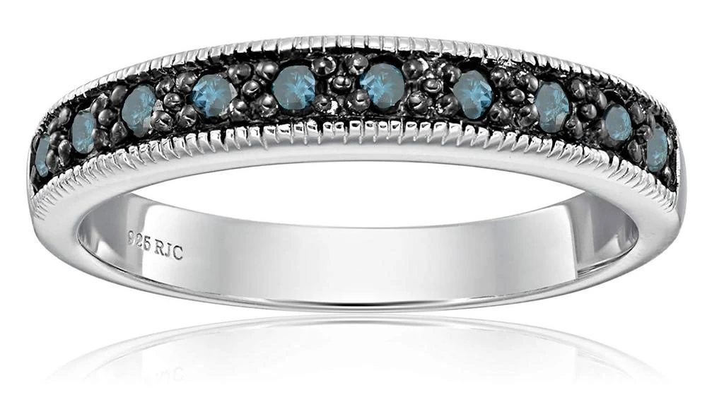 Vir Jewels 1/4 cttw Blue Diamond Ring Wedding Band with Milgrain .925 Sterling Silver 1