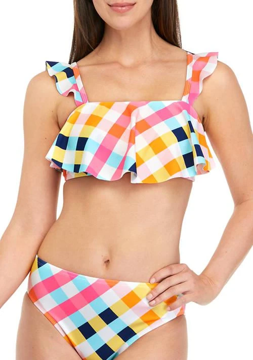 Crown & Ivy™ Ivy Throwback Tartan Bandeau Swim Top 1