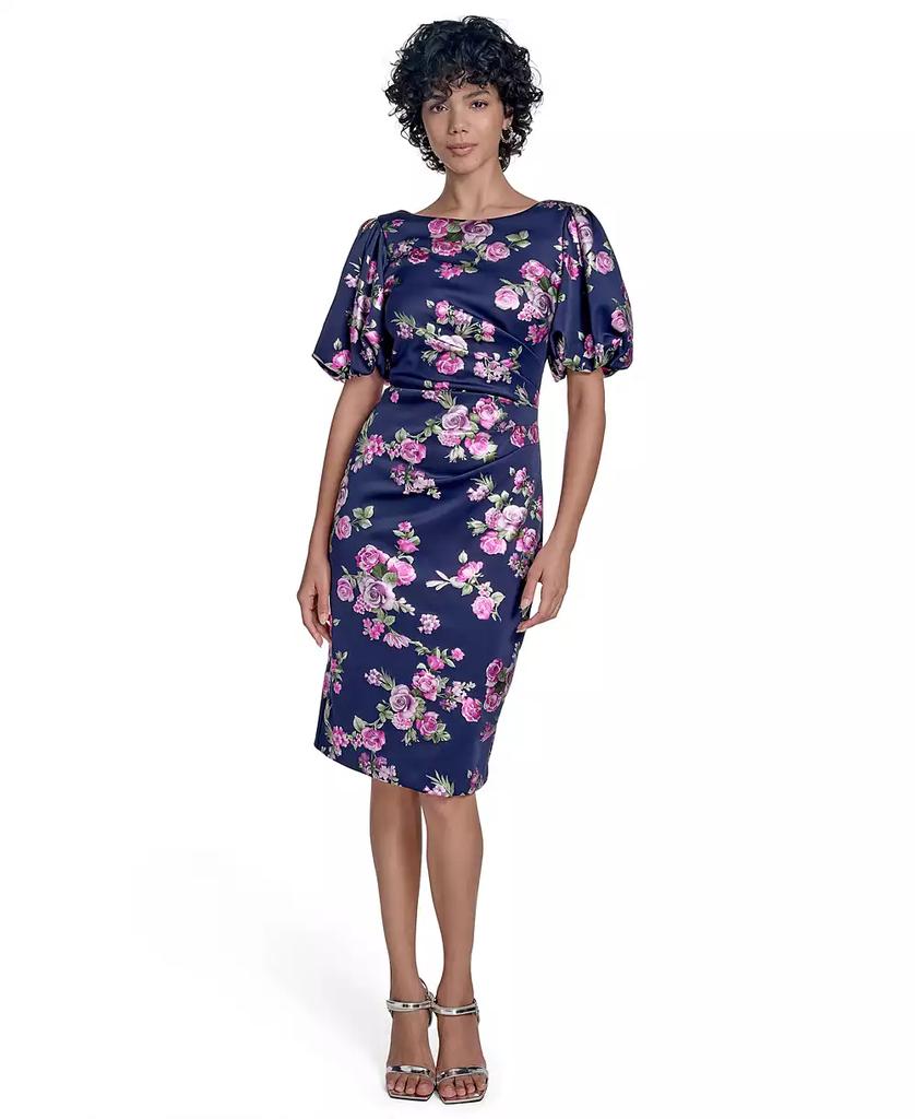 Jessica Howard Women's Floral-Print Puff-Sleeve Sheath Dress
