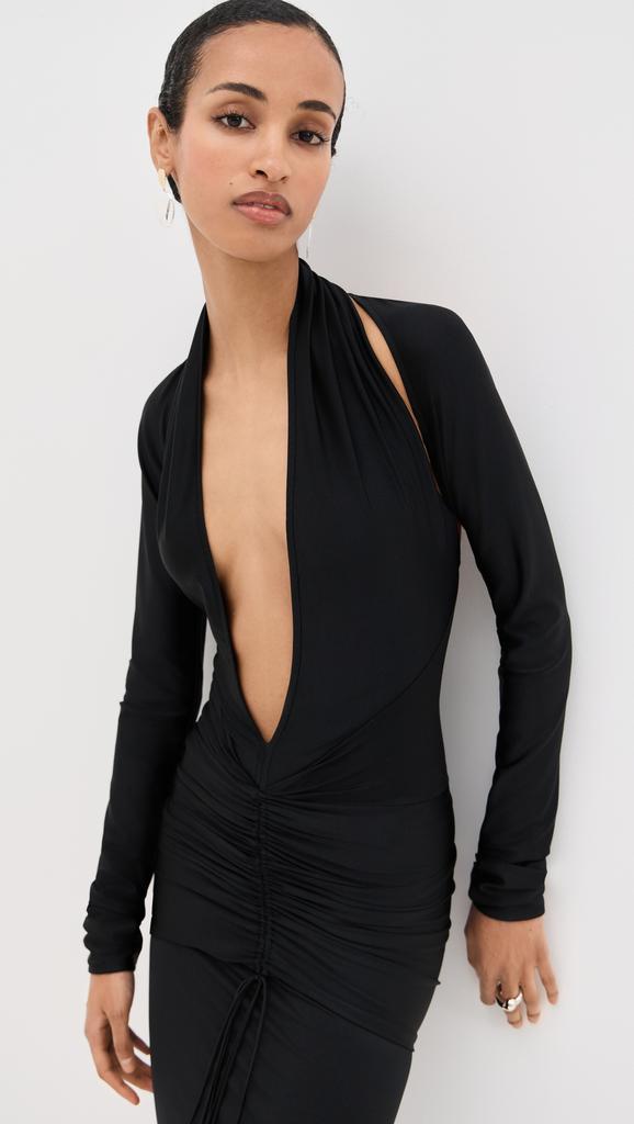 LaQuan Smith Gown with Deep Plunge Neckline Detail