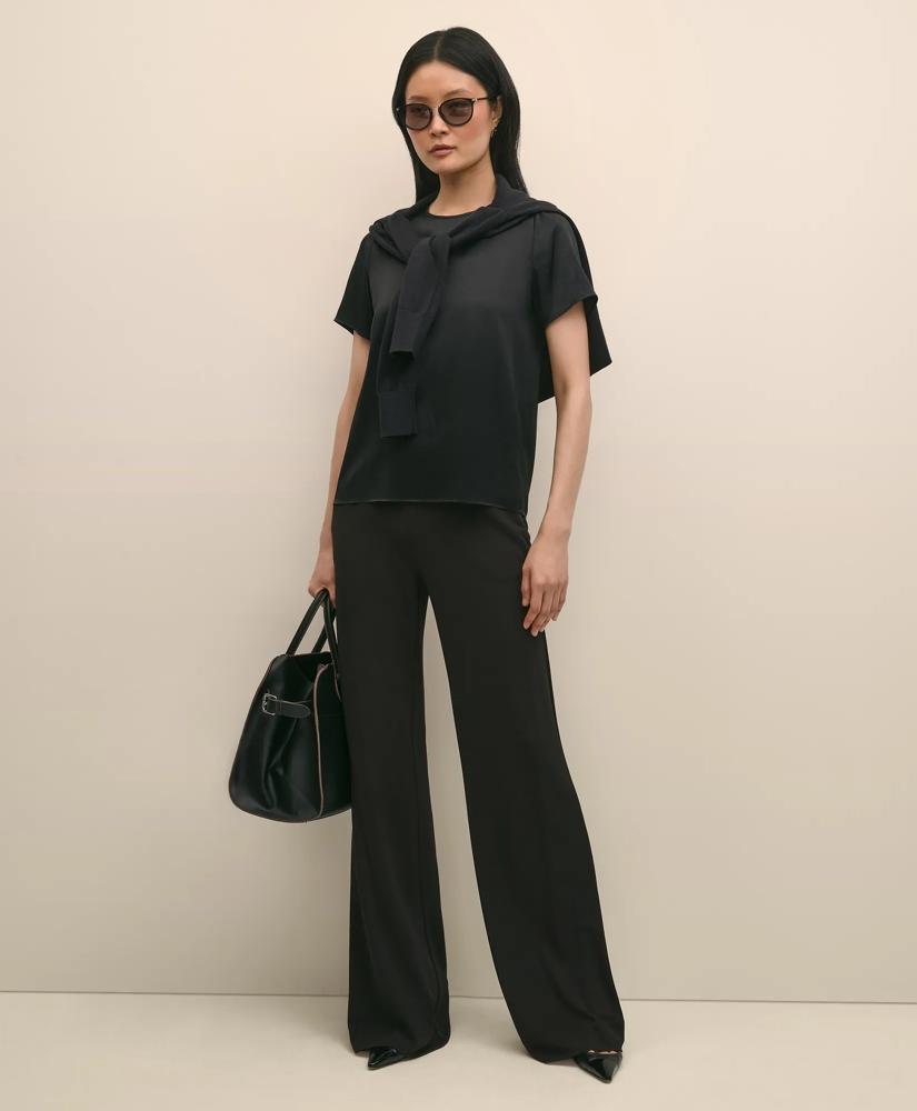 Brooks Brothers High-Waisted, Elastic Back Matte Jersey Pants