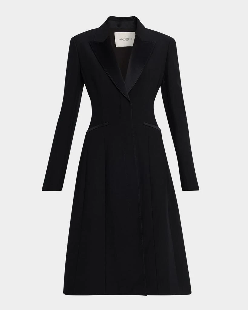 knee length dresses for ladies Delores Black Embellished Midi Dress with Flute Sleeves – Frock and Frill main image 1
