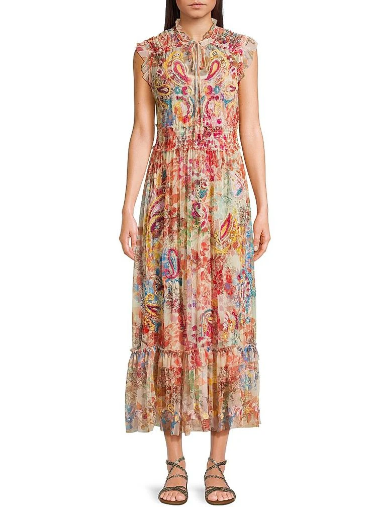 Johnny Was Mazzy Embroidered Mesh Dress 3