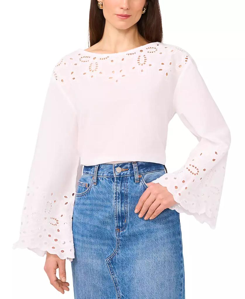 1. State Women's Cotton Eyelet Bell-Sleeve Blouse