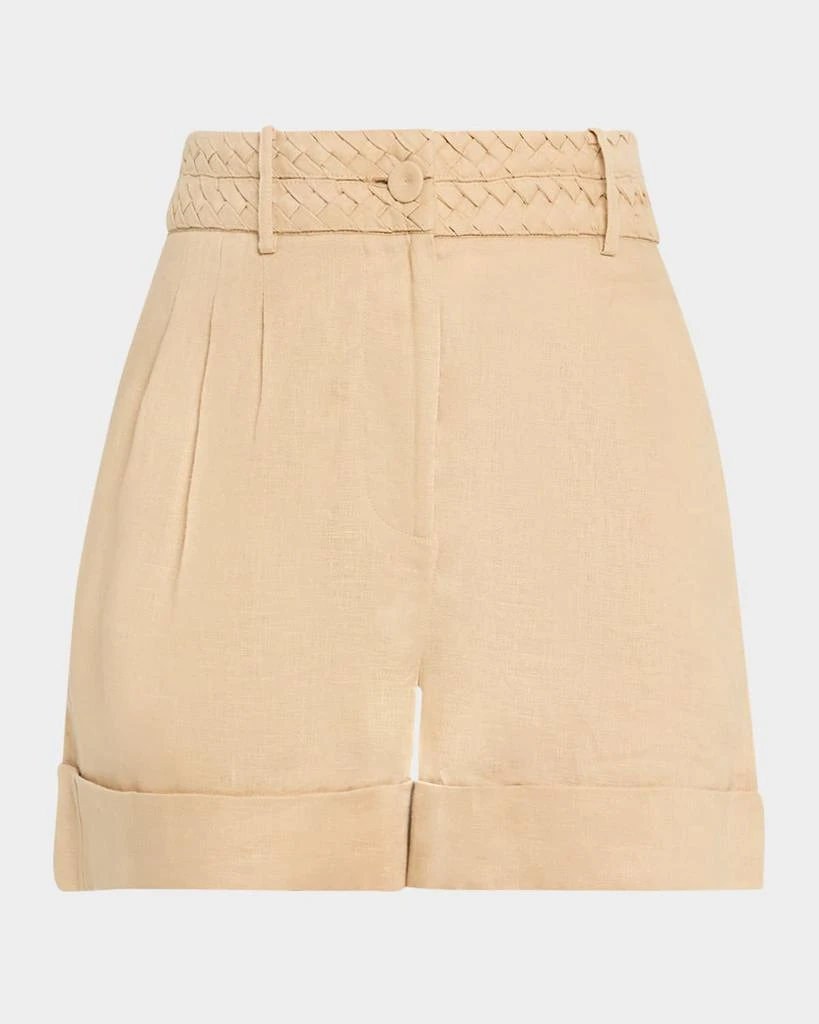 FIGUE Uma Braided Pleated Linen Shorts 1