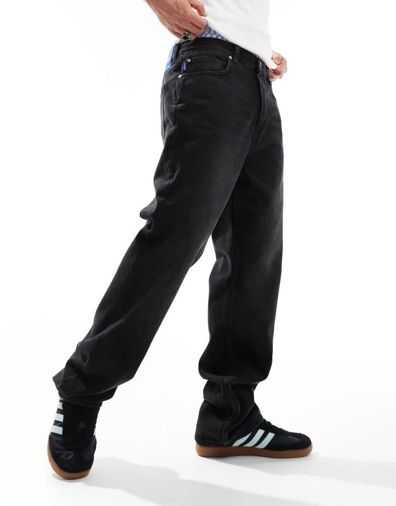 Hugo Blue HUGO Blue nate loose fit denim jeans in charcoal grey 1