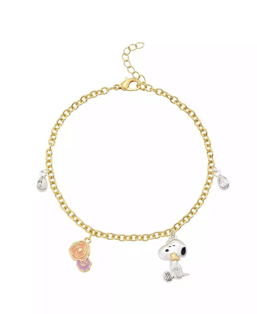 Unwritten Peanuts Crystal Snoopy and Woodstock Flower Charm Bracelet