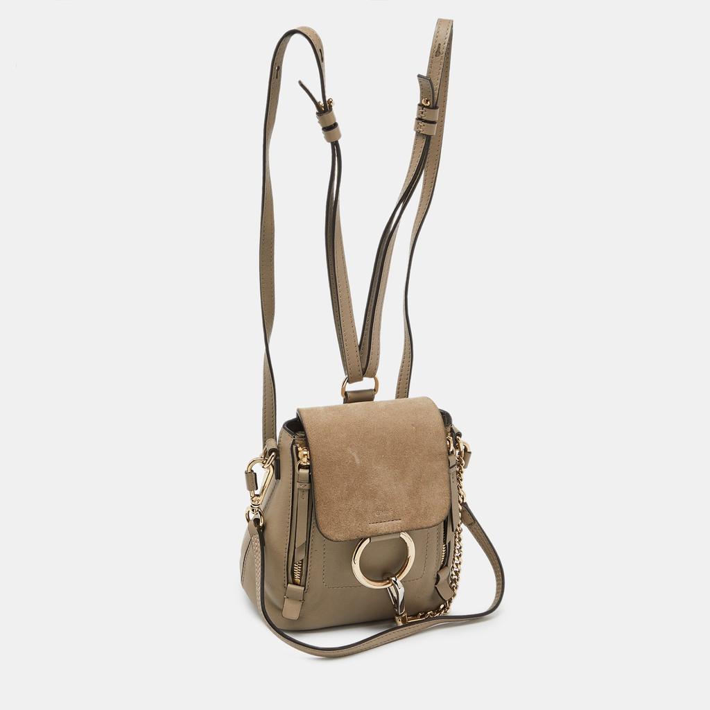 Chloe Chloe Beige Leather And Suede Mini Faye Daye Backpack