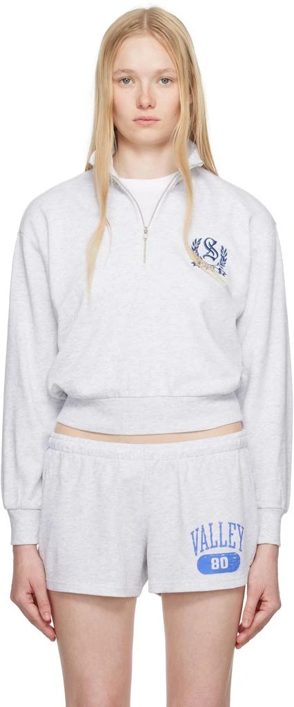 SKIMS Gray Lightweight Fleece Shrunken Quarter Zip Sweatshirt 1