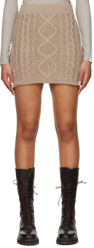 Rokh Taupe Nylon Miniskirt